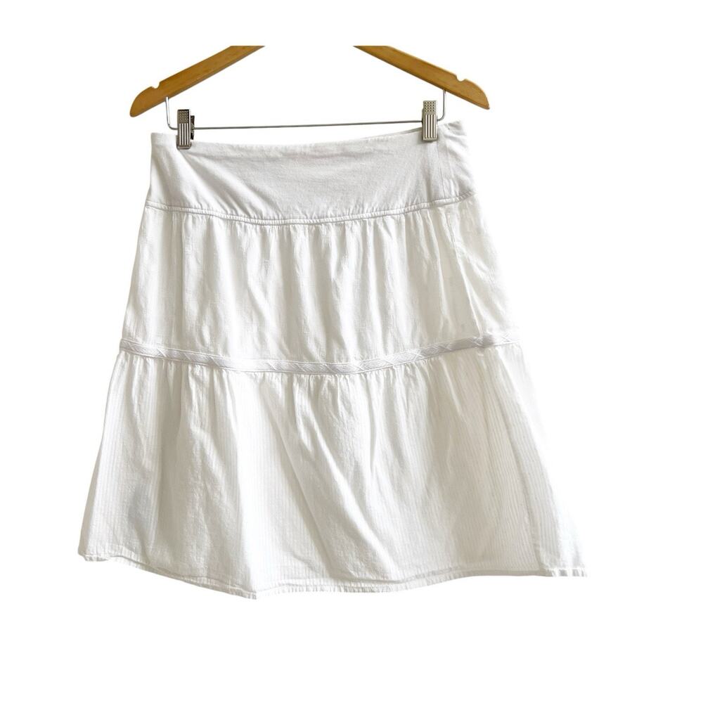 Prana Womens Lined Skirt Organic Cotton Taja Skirt White Pull On A-Line Medium